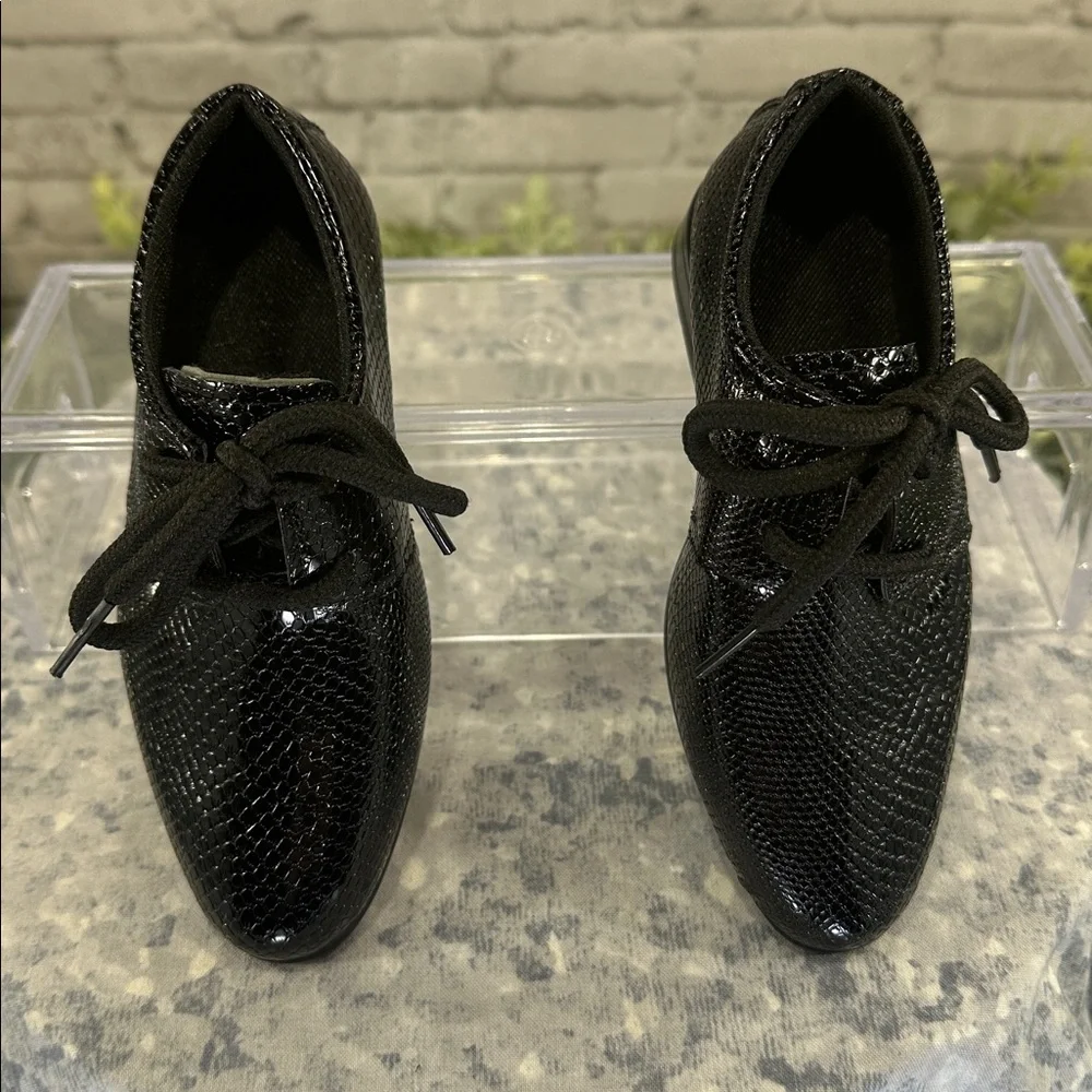 Glossy Black Reptile-Textured Almond Toe Dress Oxfords Toddler Boys 5.5🖤NWOT